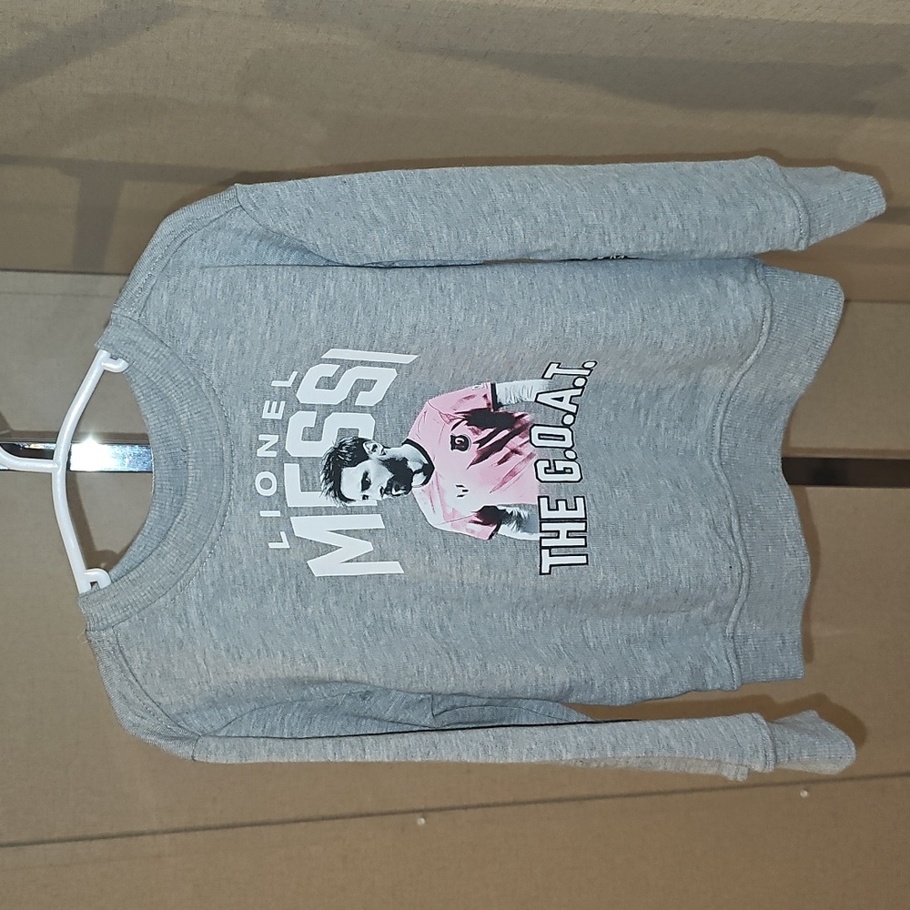 Lionel Messi The G.O.A.T. Gray Pullover Sweatshirt Kids 3T New